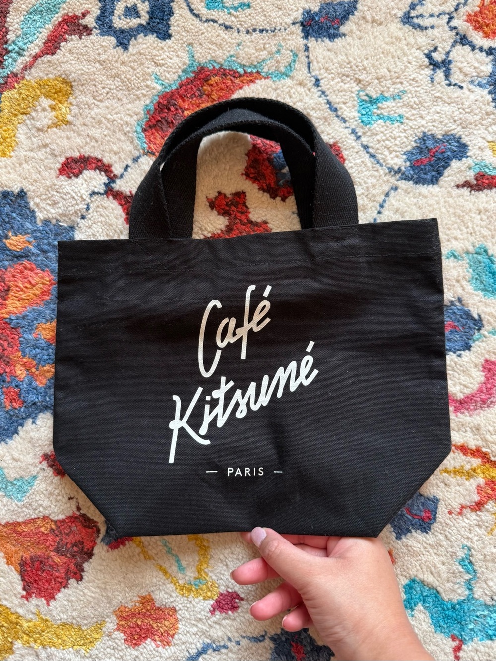 MAISON KITSUNE Cafe Kitsune Mini Tote in Black